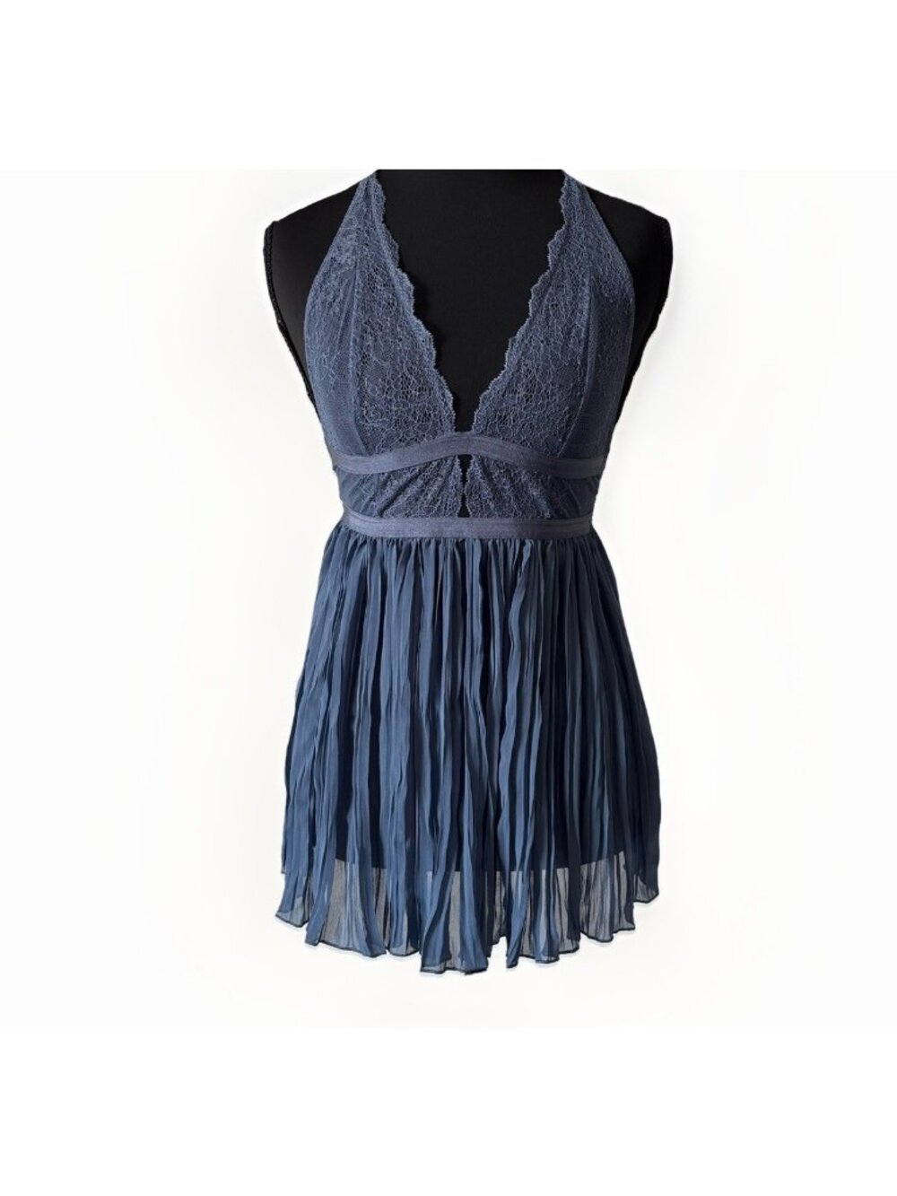 Victorias Secret Babydoll Halter Dress Womens XS Coquette Sexy Sheer pleated